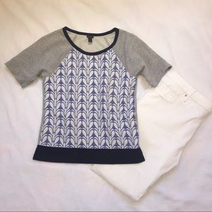 J Crew Paneled sweatshirt in navy floral B2169